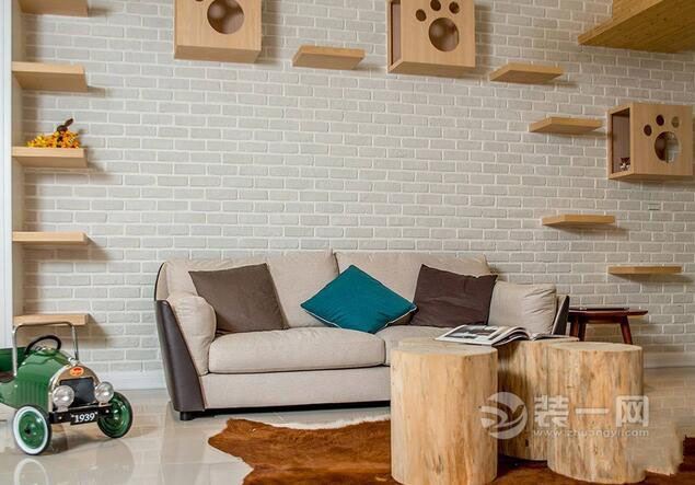 106平木质温暖家居 背景墙用猫架装饰